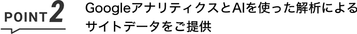 POINT2 GoogleアナリティクスとAIを使った解析によるサイトデータをご提供