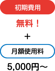 初期導入費用 無料 ＋ 月額使用料 5,000円